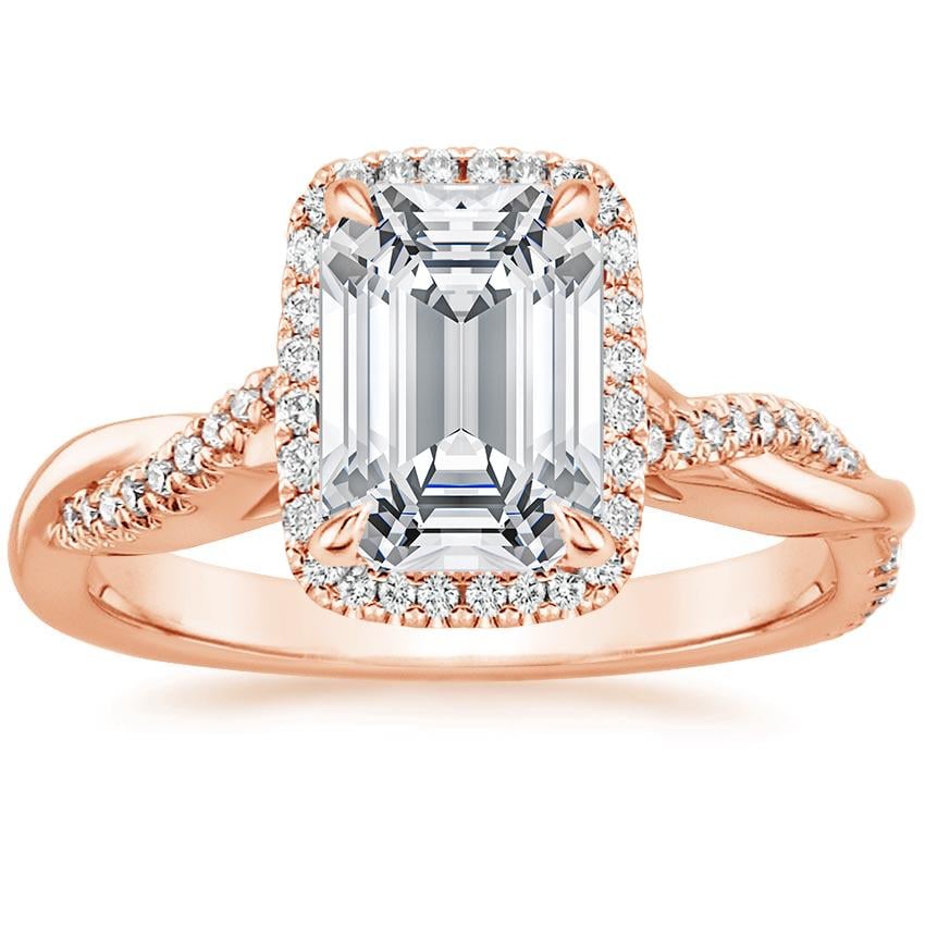 14K Rose Gold Petite Twisted Vine Halo Diamond Ring (1/4 ct. tw.), large top view