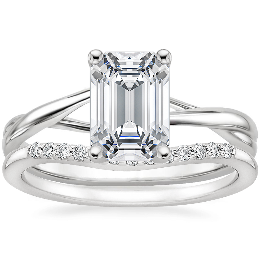 18K White Gold Grace Ring with Petite Curved Diamond Ring 1 10 ct