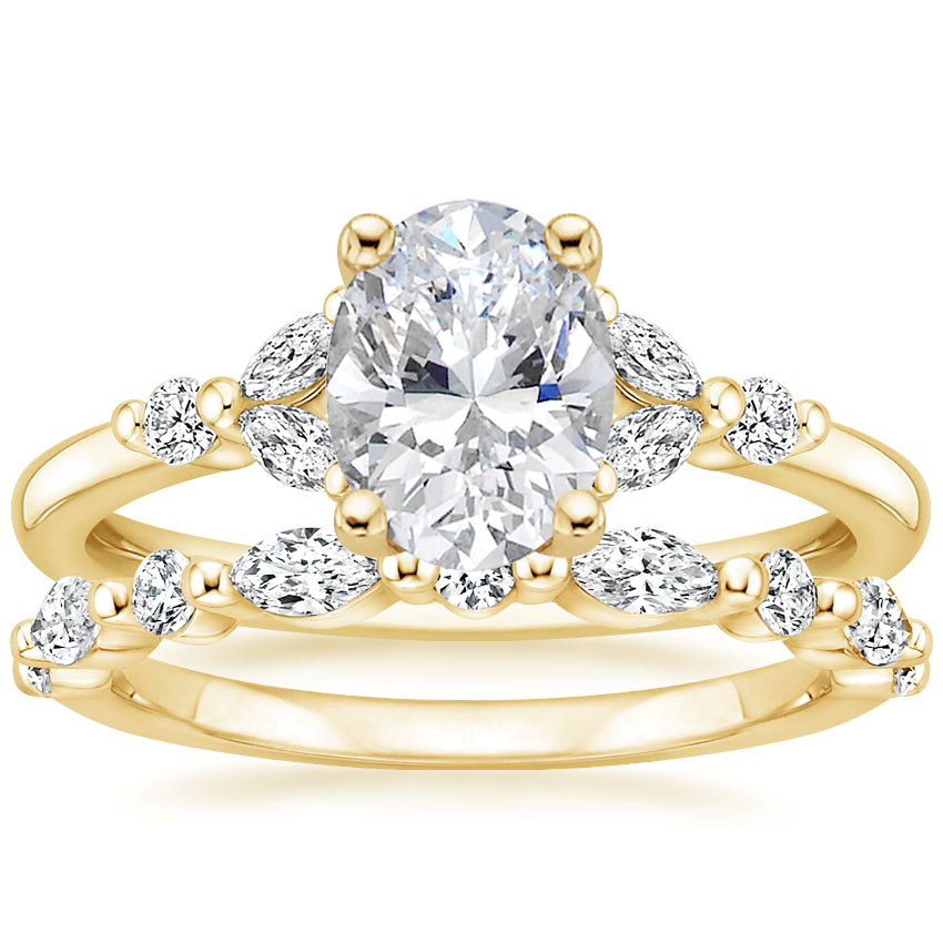 18K Yellow Gold Verbena Diamond Ring with Versailles Diamond Ring