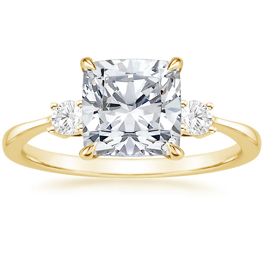 18K Yellow Gold Petite Selene Three Stone Diamond Ring (1/10 ct. tw.), large top view