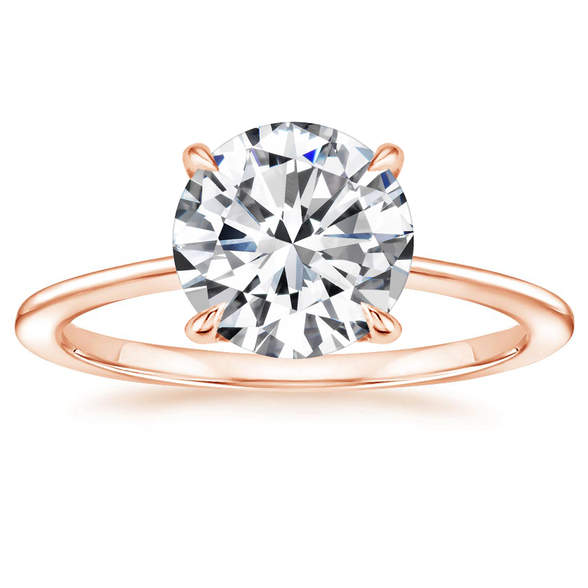14K Rose Gold Petite Secret Halo Diamond Ring, large top view