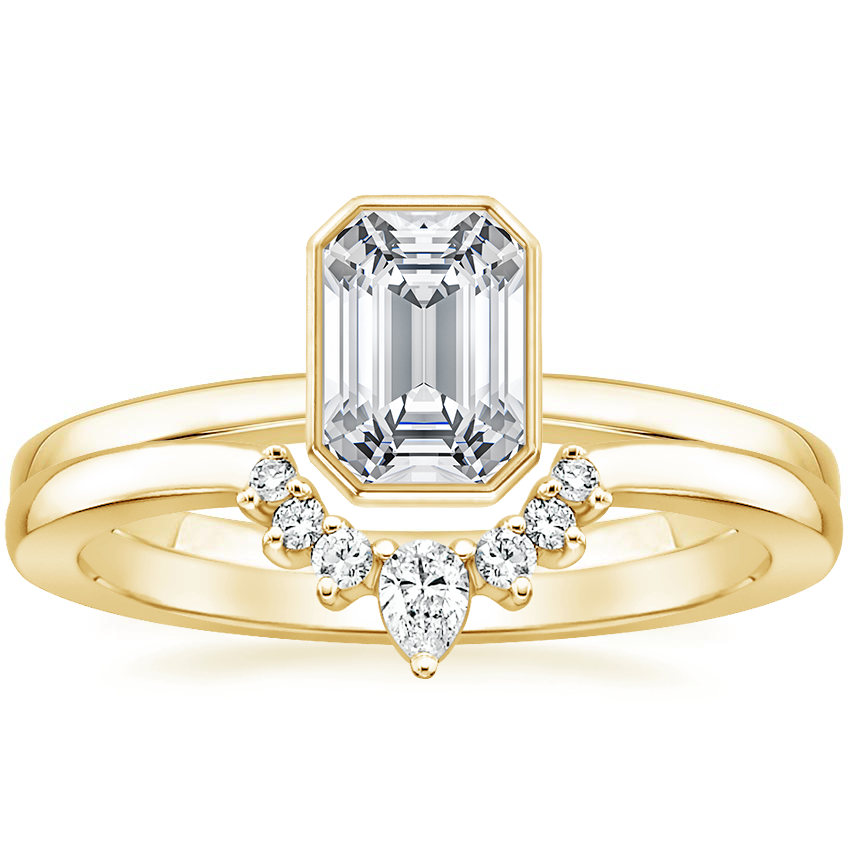Noemi Ring with Lunette Diamond Ring in 18K Yellow Gold