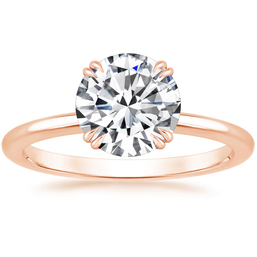 14K Rose Gold Aveline Solitaire Ring, large top view