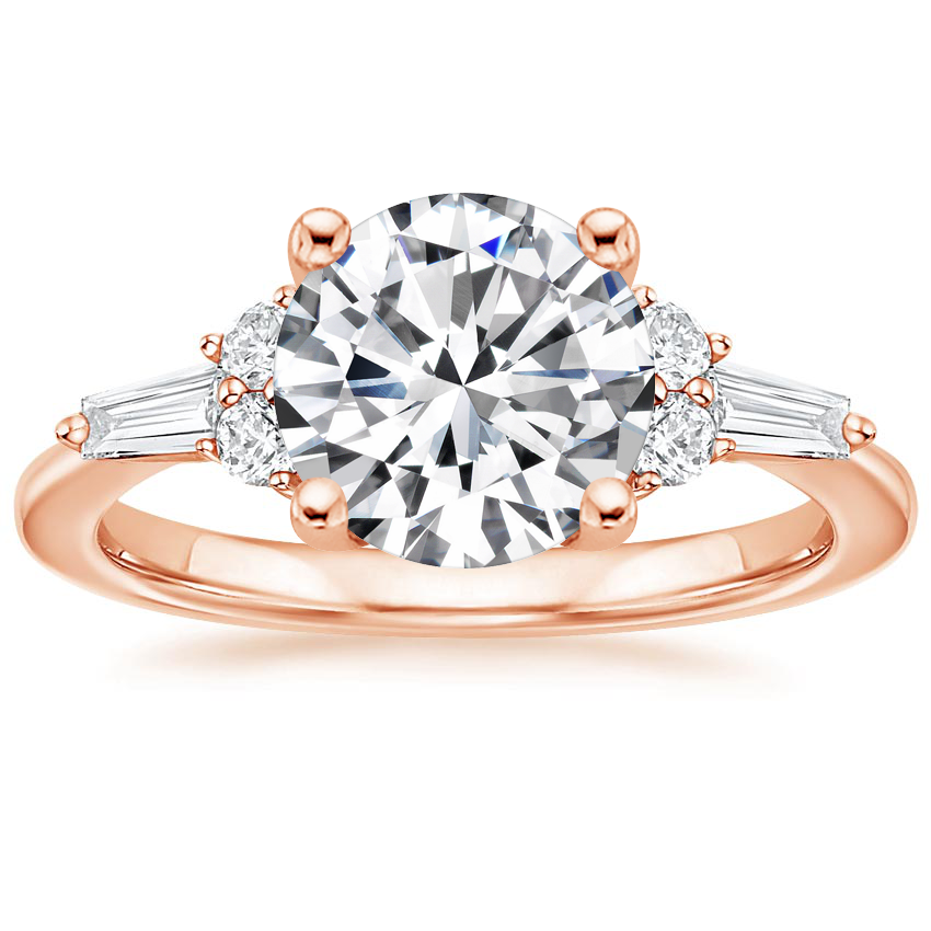 14K Rose Gold Yvonne Diamond Ring, large top view