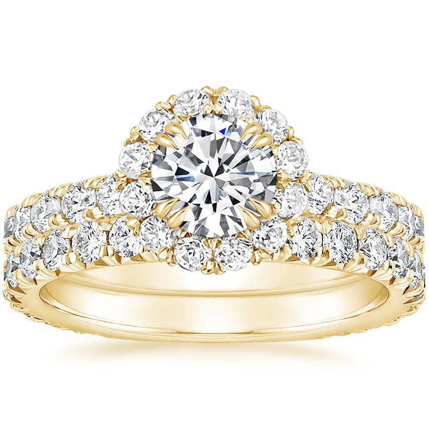 18K Yellow Gold Luxe Sienna Halo Diamond Bridal Set (1 3/8 ct. tw ...