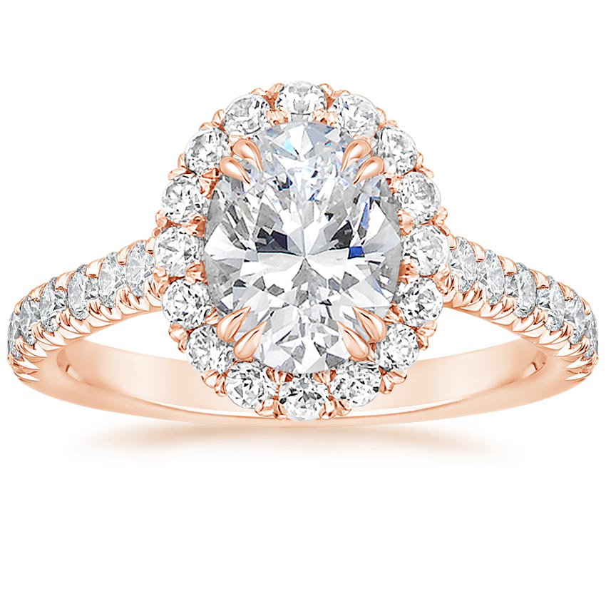 14K Rose Gold Sienna Halo Half Coverage Diamond Ring, large top view