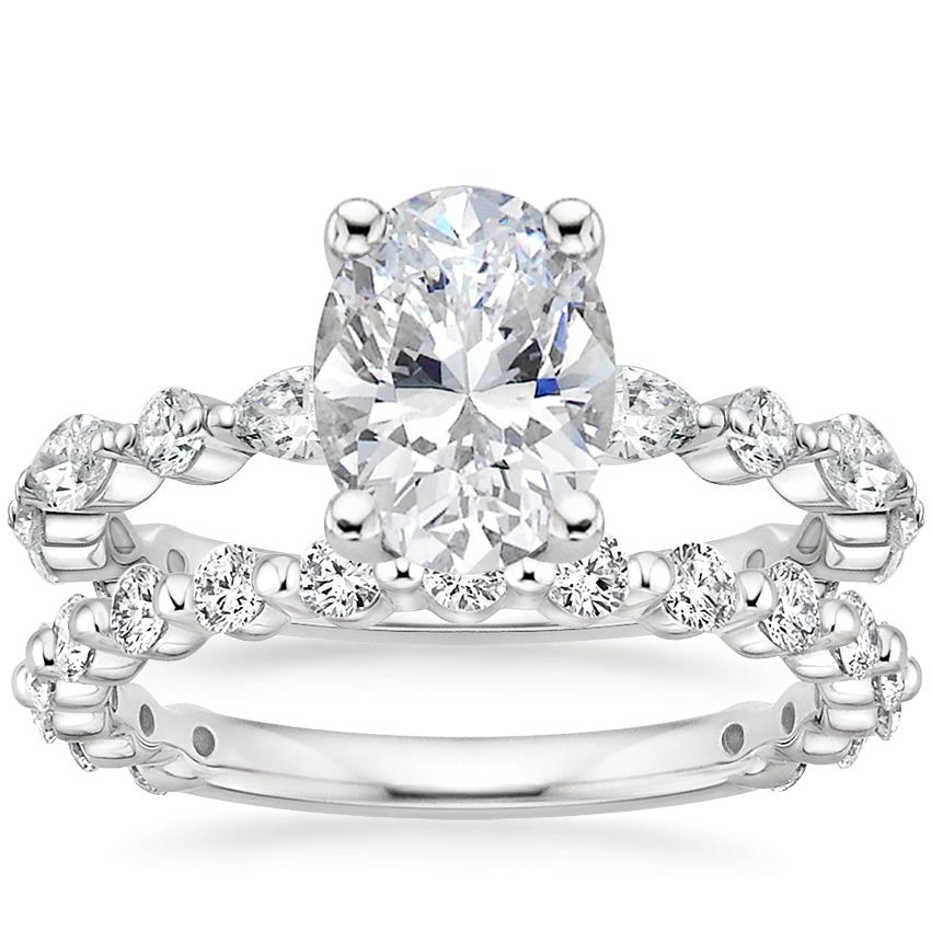 18K White Gold Luxe Versailles Diamond Ring 1 2 ct. tw. with Luxe Marseille Diamond Ring 1 2 ct. tw. Brilliant Earth