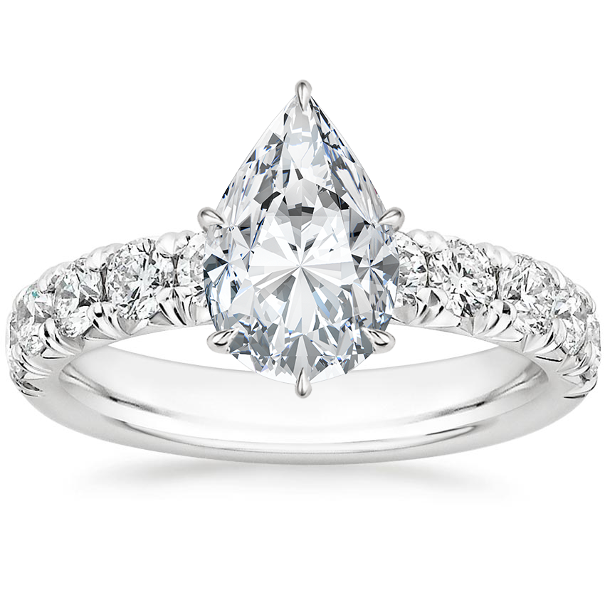 18K White Gold Ellora Half Coverage Diamond Ring, large top view