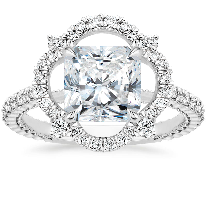 18K White Gold Fleur Diamond Ring, large top view