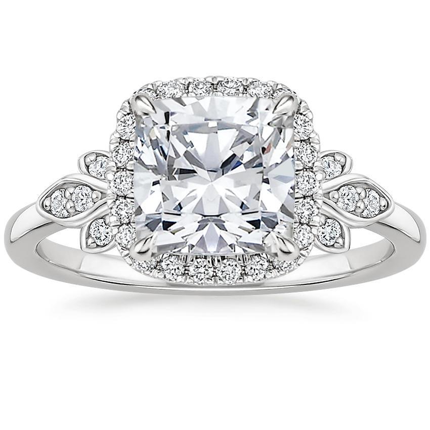 18K White Gold Fiore Halo Diamond Ring (1/6 ct. tw.), large top view