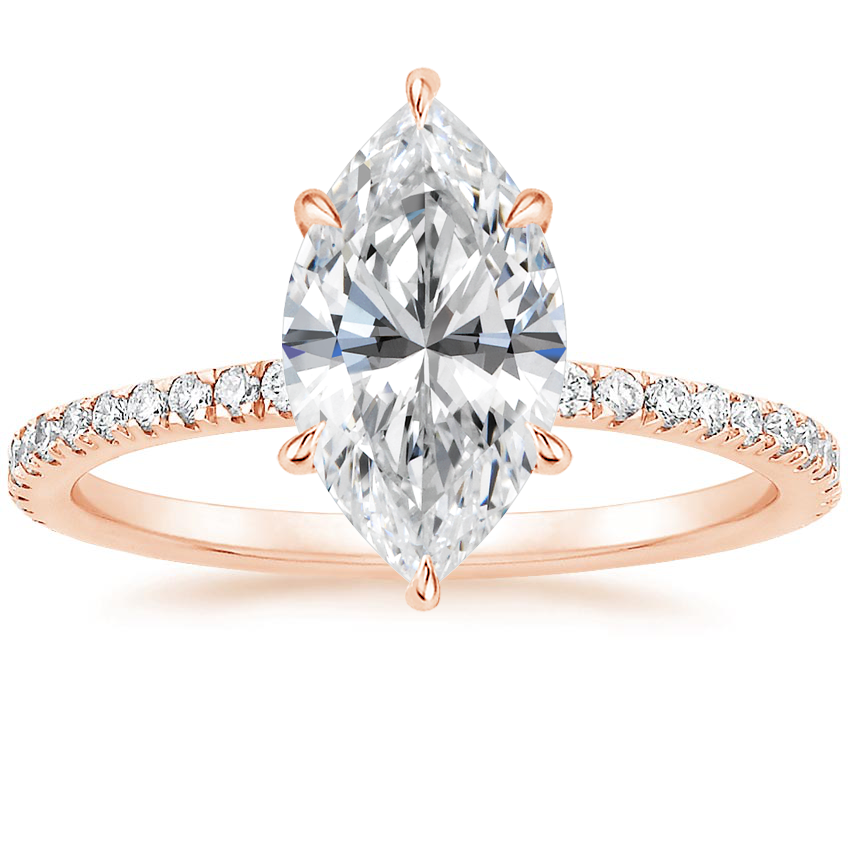 14K Rose Gold Viviana Three-Quarter Coverage Diamond Ring, large top view