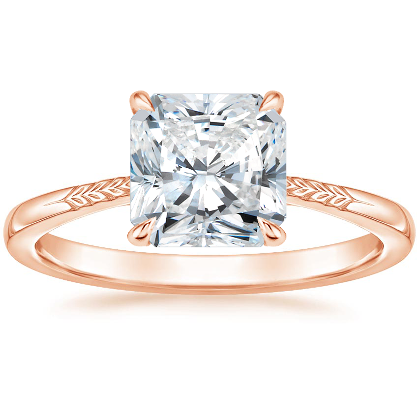 14K Rose Gold Laurel Engraved Ring, large top view