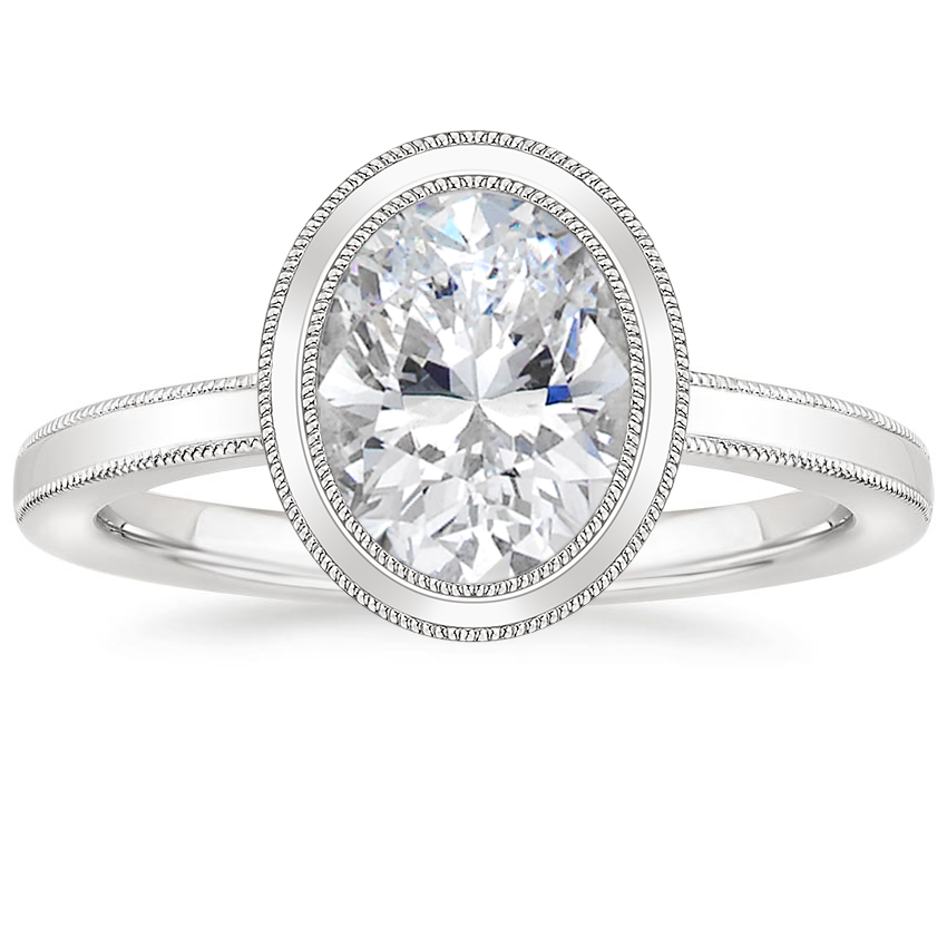 18K White Gold Blair Bezel Ring, large top view