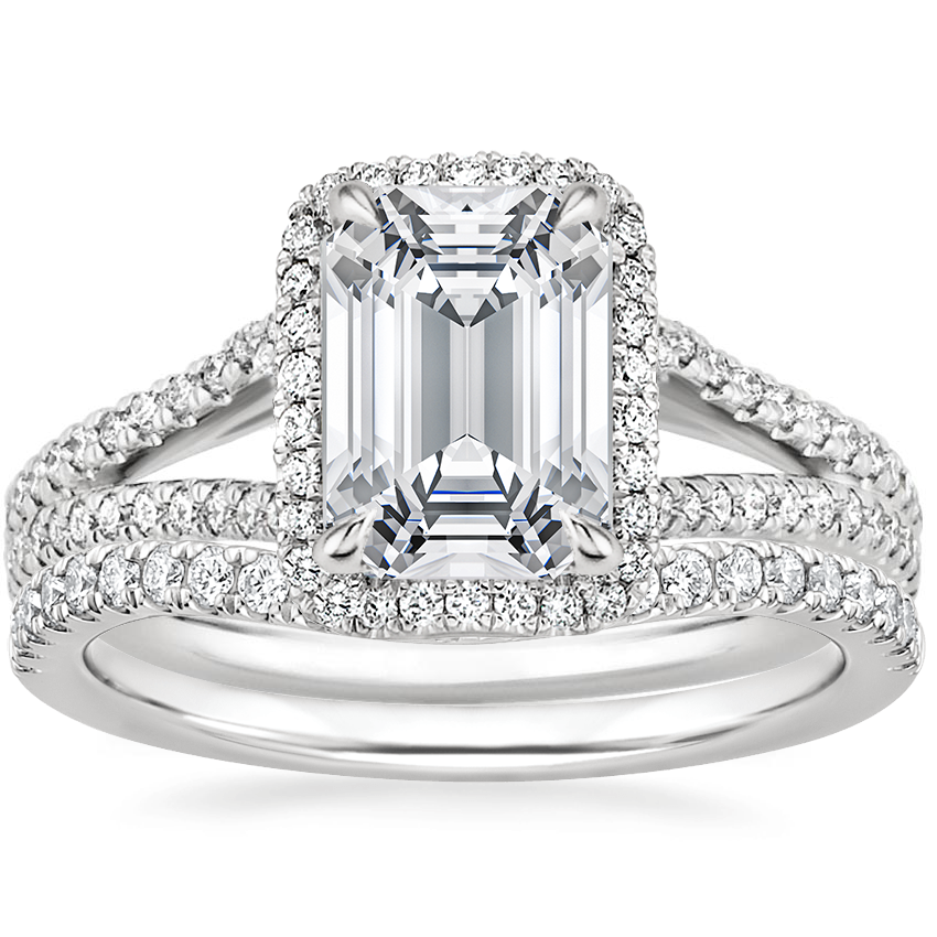 18K White Gold Fortuna Diamond Ring 1 2 ct. tw. with Curved Ballad Diamond Ring 1 6 ct. tw