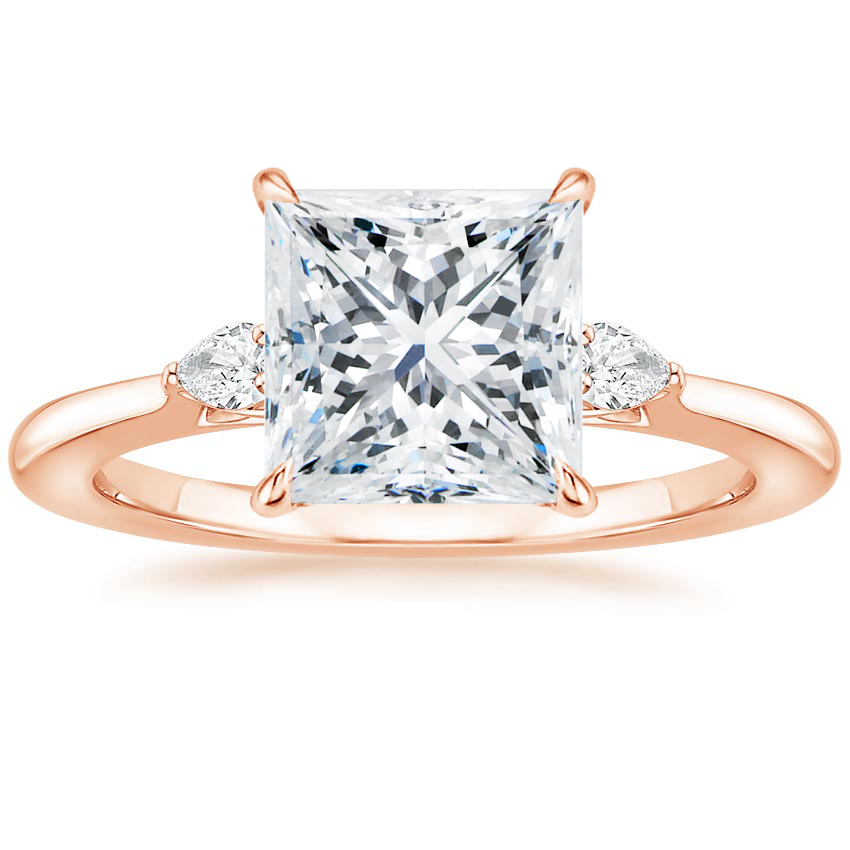 14K Rose Gold Aria Perfect Fit Three Stone Diamond Ring, large top view