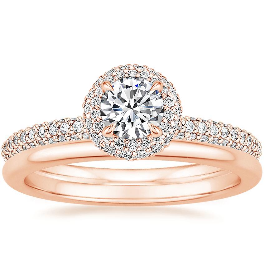 14K Rose Gold Valencia Halo Diamond Ring 1 2 ct. tw. with Petite