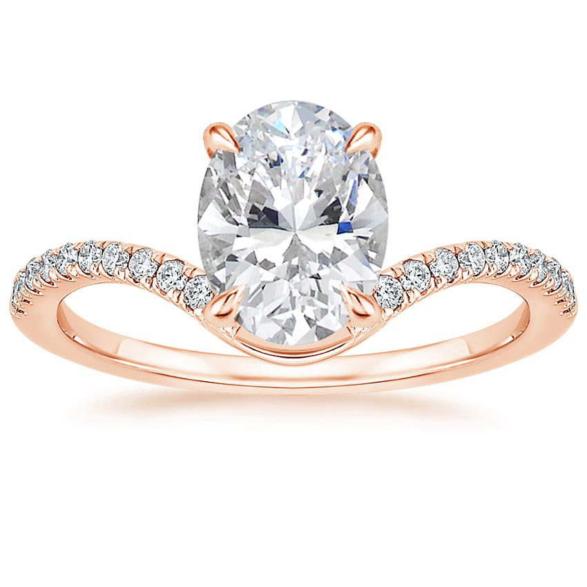 14K Rose Gold Stanza Diamond Ring, large top view