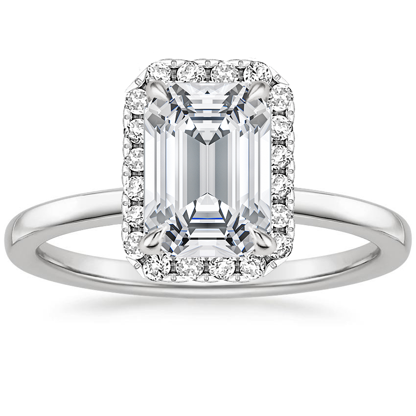 18K White Gold Vienna Halo Diamond Ring, large top view