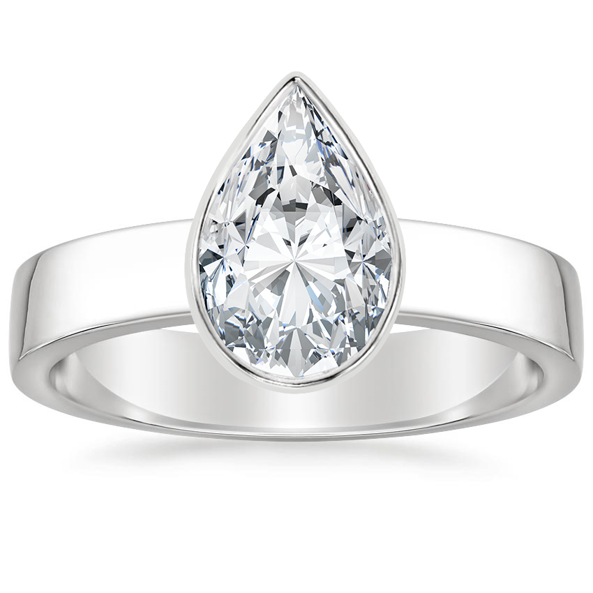 18K White Gold Vesper Bezel Ring, large top view