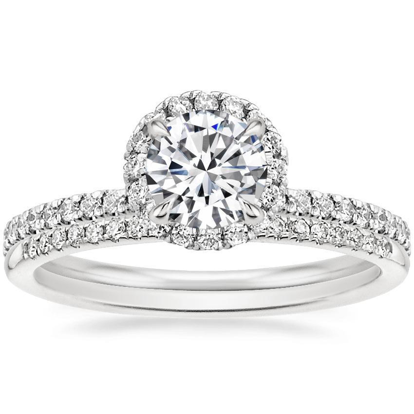 18k White Gold Waverly Diamond Ring 12 Ct Tw With Whisper Diamond Ring 110 Ct Tw