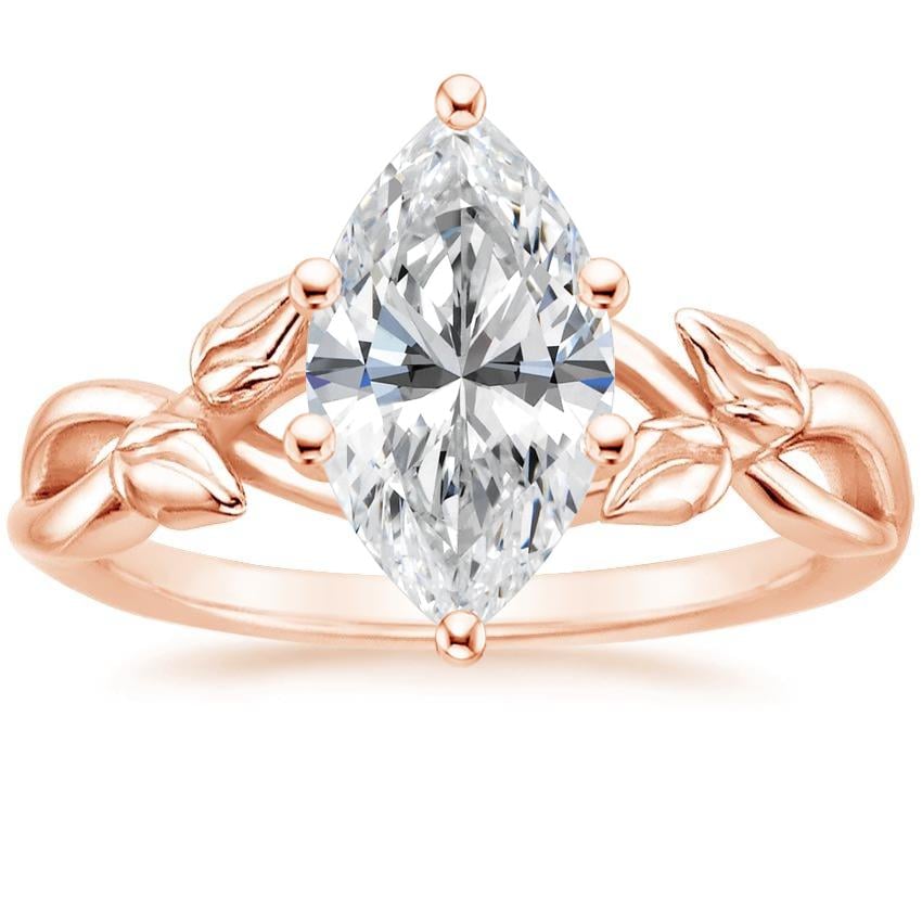 14K Rose Gold Budding Willow Solitaire Ring, large top view