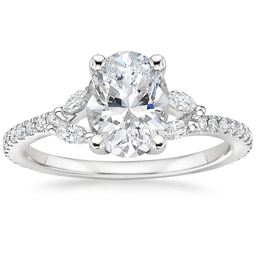 18K White Gold Classic Willow Diamond Ring, large top view