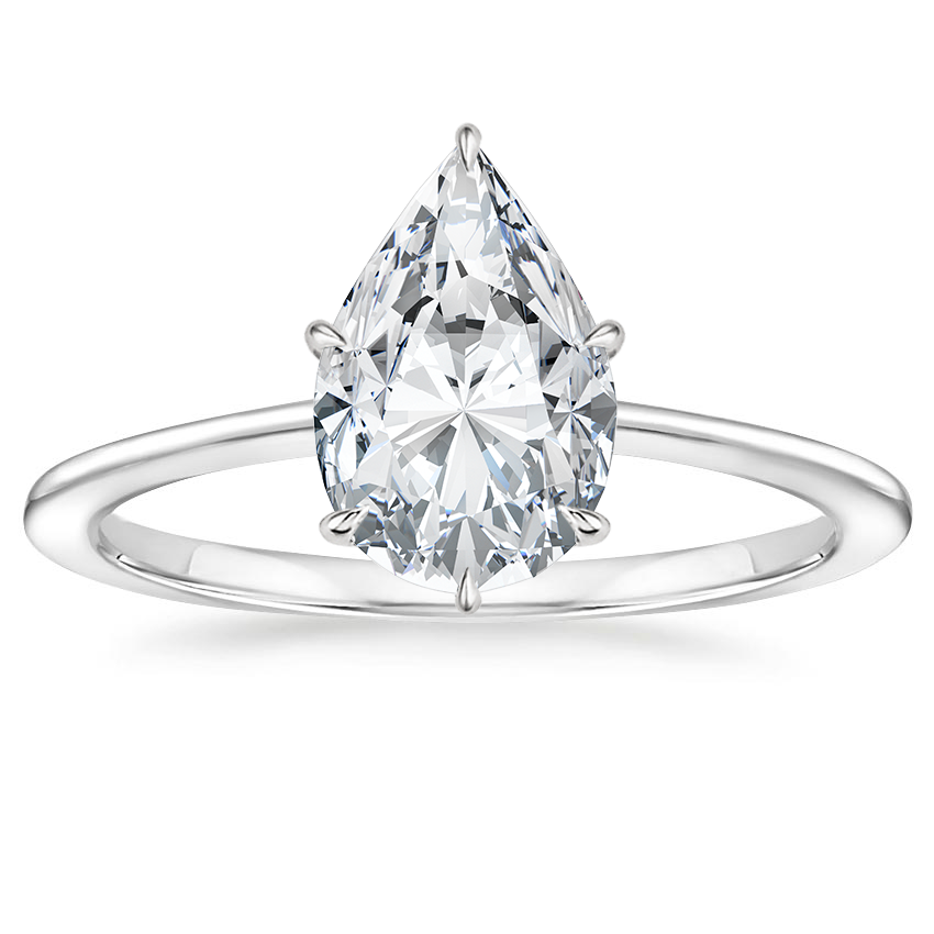 18K White Gold Petite Secret Halo Diamond Ring, large top view