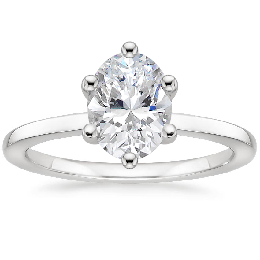 Platinum Hidden Halo Six-Prong Diamond Ring, large top view