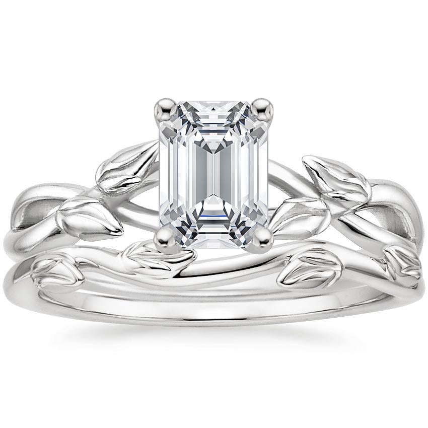 18K White Gold Budding Willow Ring with Winding Willow Ring