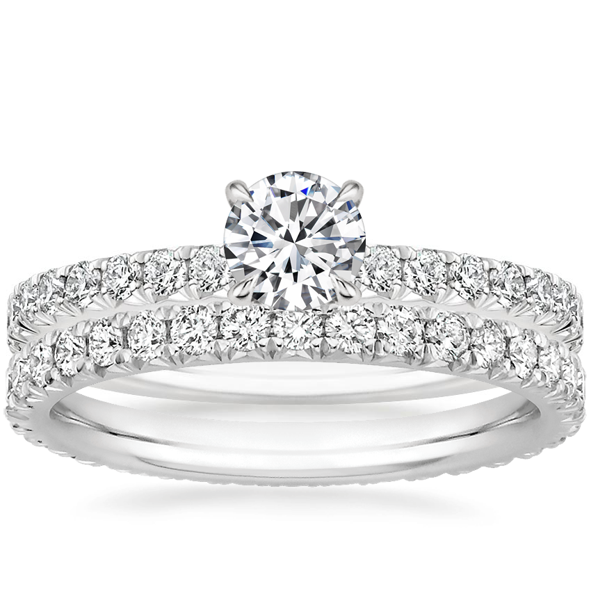 18K White Gold Amelie Diamond Ring (1/3 ct. tw.) with Amelie Eternity  Diamond Ring (2/3 ct. tw.)