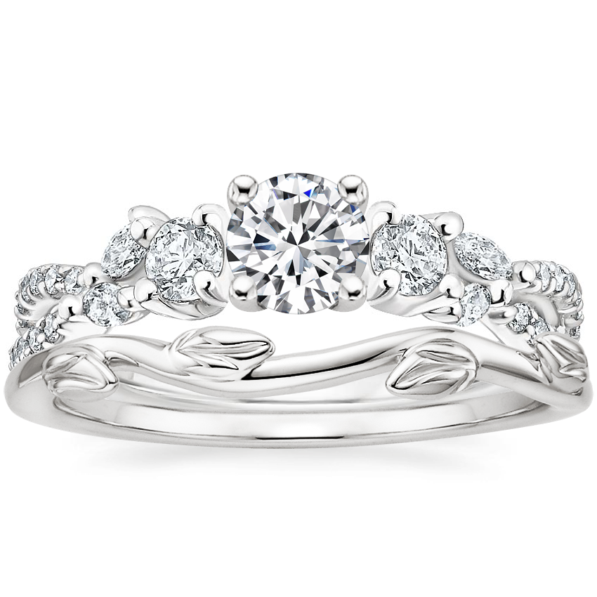 18K White Gold Three Stone Luxe Willow Lab Diamond Ring 1 2 ct