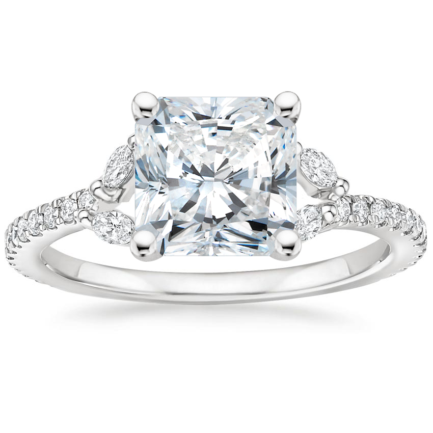 18K White Gold Classic Willow Diamond Ring, large top view