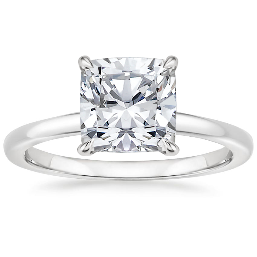 18K White Gold Floral Lattice Solitaire Ring, large top view
