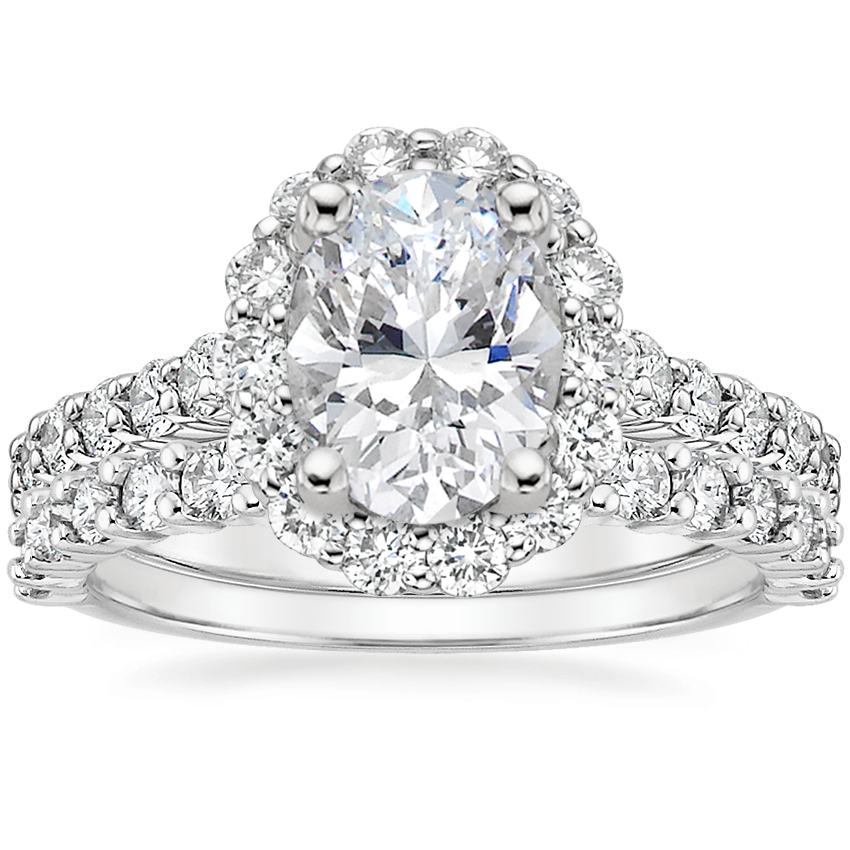 Kay Outlet Diamond Flower Engagement Ring 7/8 ct tw Round & Baguette-cut  14K White Gold | CoolSprings Galleria