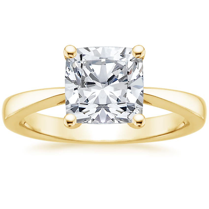 18K Yellow Gold Petite Tapered Trellis Solitaire Ring, large top view