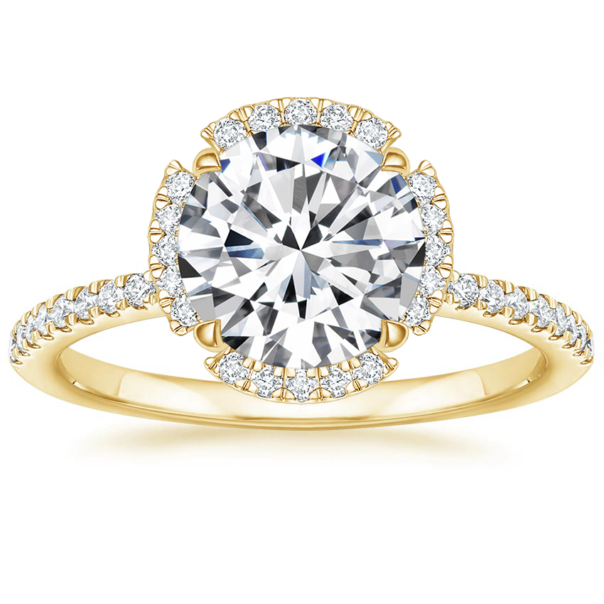 18K Yellow Gold Quadrille Halo Diamond Ring, large top view