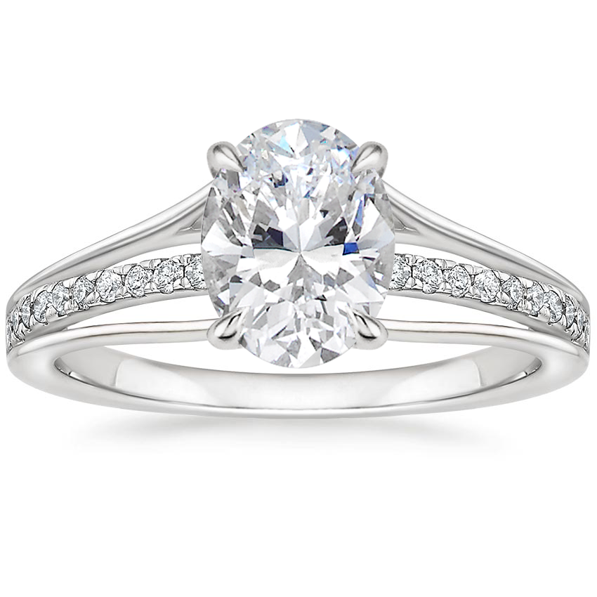 18K White Gold Tressa Split Shank Diamond Ring, large top view