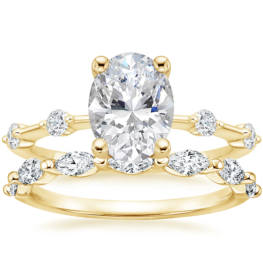 Two-Stone Round Brilliant Diamond Engagement Rings 14K Gold-G,SI 0.42 / Yellow Gold