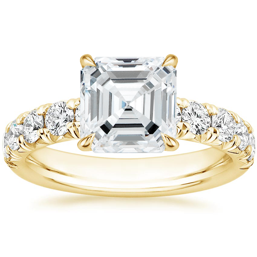 18K Yellow Gold Ellora Half Coverage Diamond Ring, large top view