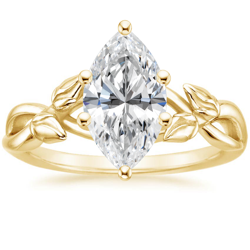 18K Yellow Gold Budding Willow Solitaire Ring, large top view