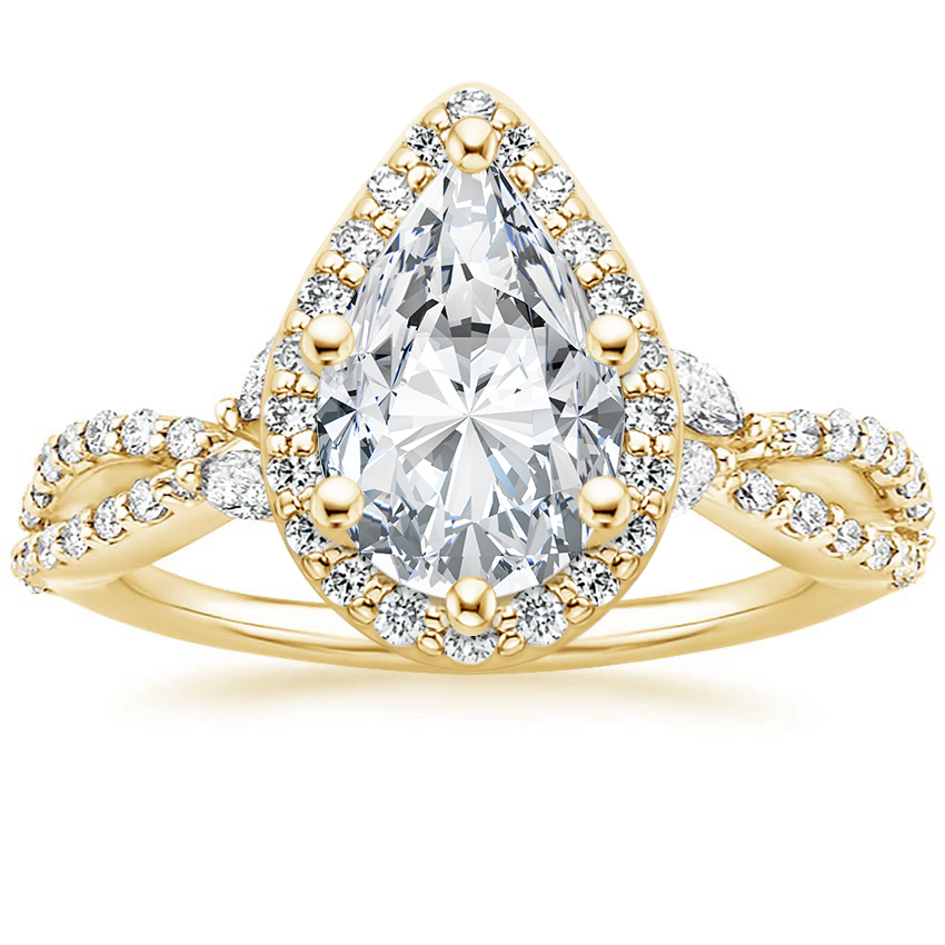 18K Yellow Gold Luxe Willow Halo Diamond Ring (2/5 ct. tw.), large top view