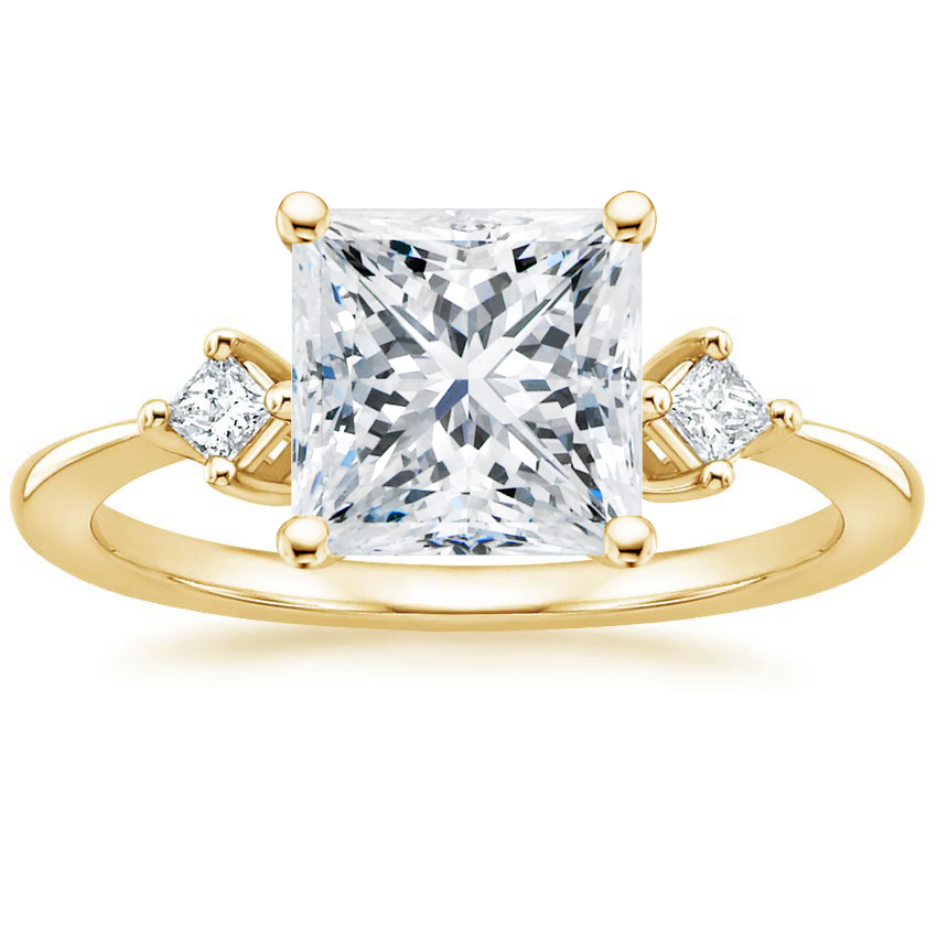 18K Yellow Gold Tria Diamond Ring, large top view