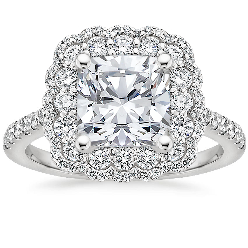 Platinum Rosa Halo Diamond Ring, large top view