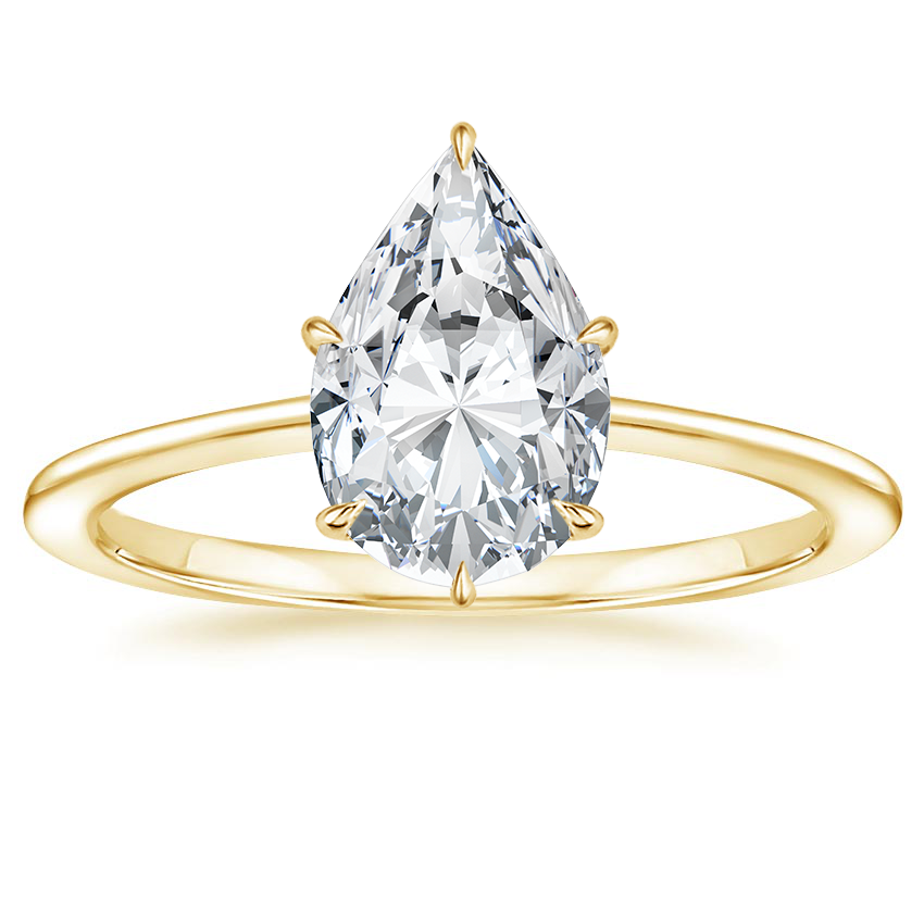 18K Yellow Gold Petite Secret Halo Diamond Ring, large top view