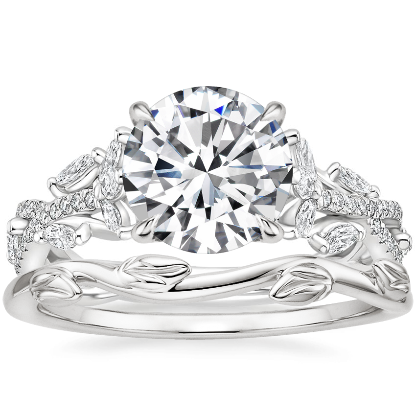 18K White Gold Luxe Secret Garden Diamond Ring (3/4 ct. tw.) with Winding  Willow Ring