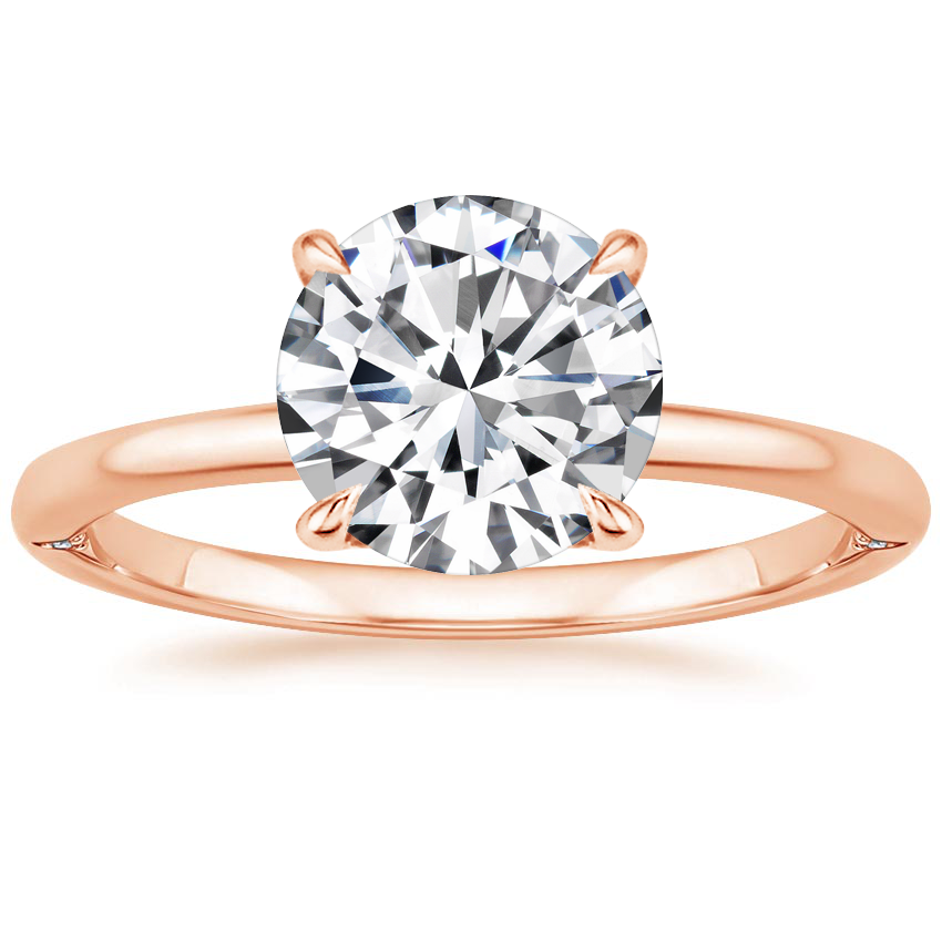 14K Rose Gold Petite Heritage Diamond Ring, large top view