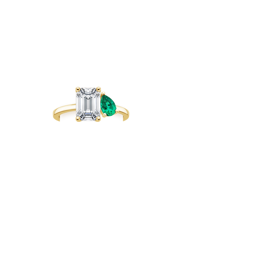 Viridian Toi et Moi Diamond Engagement Ring