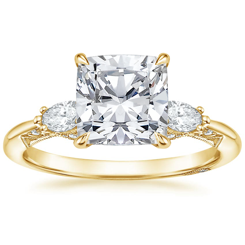 18K Yellow Gold Simply Tacori Three Stone Marquise Diamond Ring, large top view