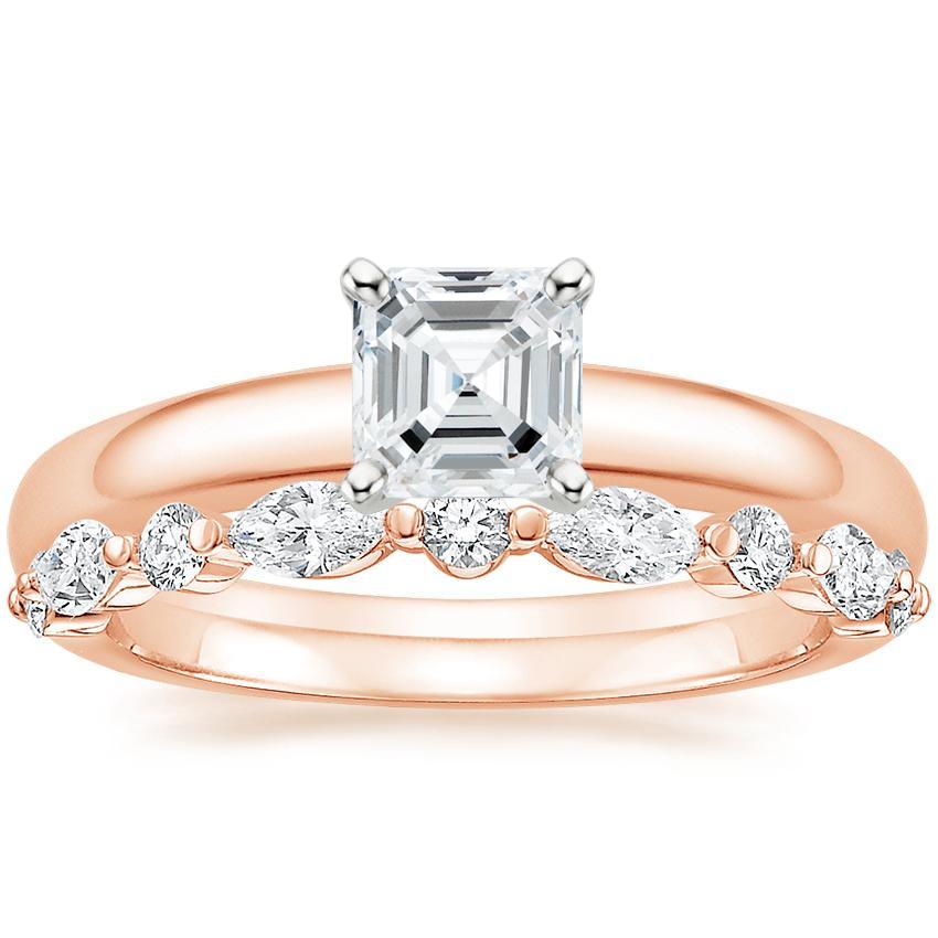 14K Rose Gold 3mm Comfort Fit Ring with Versailles Diamond Ring 2