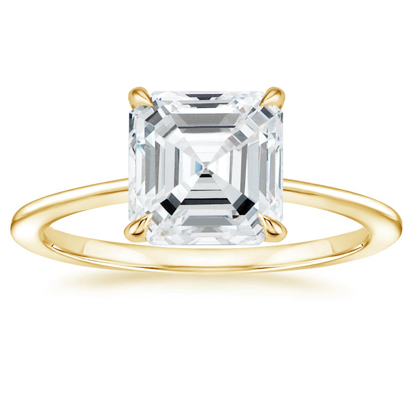 18K Yellow Gold Petite Secret Halo Diamond Ring, large top view